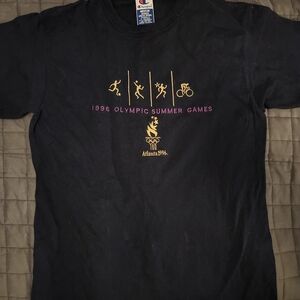 Champion Blue T-Shirt with Embroidered Gold and Purple Olympic Graphics
